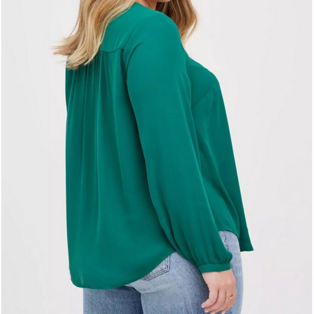 Torrid Georgette Pintuck Button-Front Blouse - Picture 2 of 6